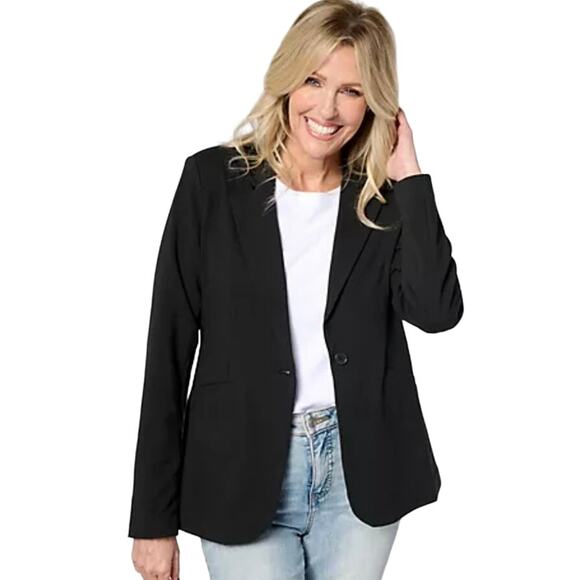 Women with Control Jackets & Blazers - QVC Women with Control Knit Long Sleeve Blazer NWT BLACK SIZE L